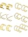 Hestya 6 Pairs Stainless Steel Ear Clips Non Piercing Earrings Hoop Ear Cuffs Cartilage Ear Clips Set for Men Women, 6 Various Styles (Gold)