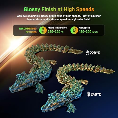 Image of FLASHFORGE Silk Tri-Color PLA Filament 1.75mm, Coextrusion Orange Green Blue Triple Color Rainbow 3D Printer Filament, Enchanting Silk Finish with 360 Multicolor Shifting Color Effect