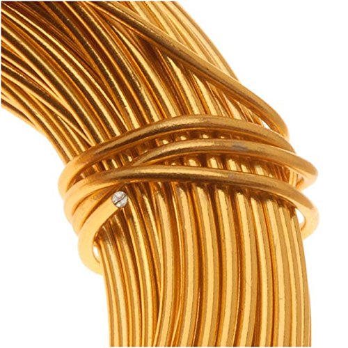 The Beadsmith 18-Gauge Anodized Petite Cut Aluminum Wire for Jewelry Making, 39 Feet / 13 Yard Spool (Gold Color)