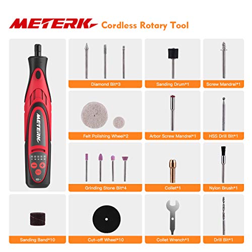 Meterk Cordless Rotary Tool 7.4V Mini DIY Electric Rotary Multi-Tool Kit 5-Speed Adjustable, 4 Front LED Lights and 38pcs Accessories for Carving, Engraving, Sanding, Polishing and Cutting