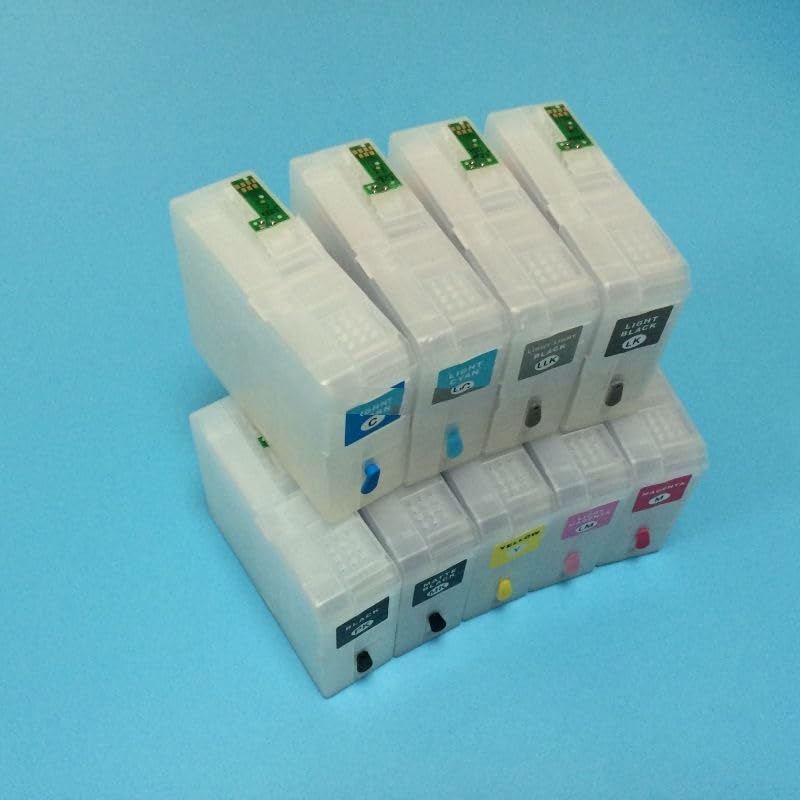 Tipo: chip cartuccia 3880 Compatibile con Epson T5801-T5809 80 ml x 9 colori Cartuccia d\'inchiostro ricaricabile Compatibile con stampante Epson 3880 con sensore chip