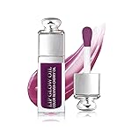 GECOMO Hydrating Lip Glow Oil, Lip Oil Gloss Transparent Toot Tinted Nourishing Long Lasting Repairing Lightening Lip Lines (BERRY) 0.2 OZ