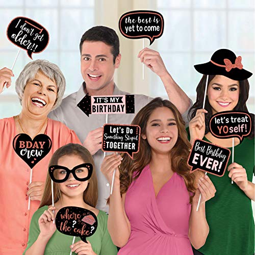 Image of Zyozique 24 Pcs Rose Gold Theme Photobooth Props for Birthday Girl /Photobooth,Birthdays Parties Items Decorations Supplies /Birthday Photo Booth Props - (Rose Gold)