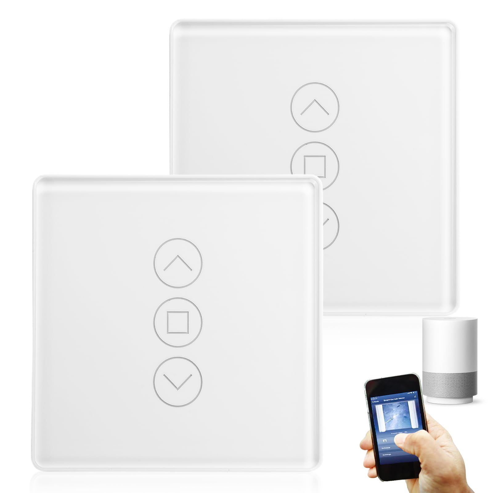 2 interruptores de persiana con WiFi, interruptor inteligente de persiana 2,5D, interruptor de persiana inteligente, compatible con Alexa/Yandex/Google Home, temporizador y control por voz, requiere