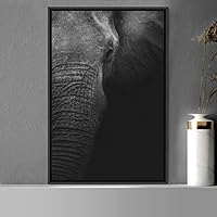 Framed Canvas Wall Art High Contrast Portrait Animals Black and White Contemporary Dogs Duotone Expressive Grey Photography Portrait - 16x24 inches