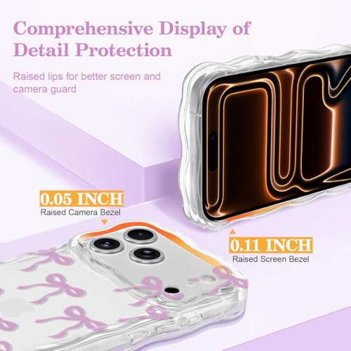 Coque iPhone 17 Pro Max violette transparente en silicone TPU souple ondulé