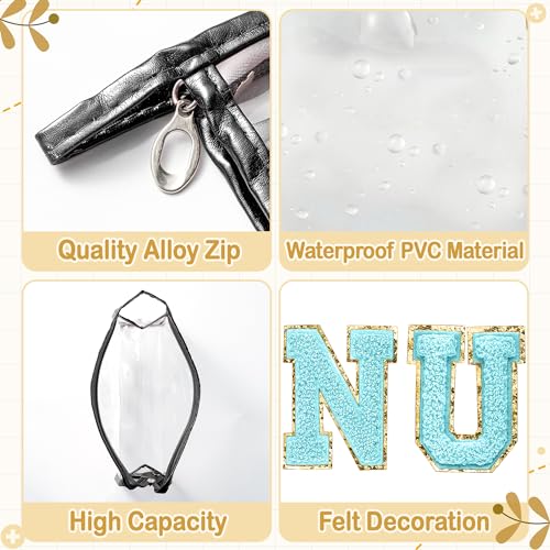 CY2SIDE NURSE Clear Makeup Bag - Blue Letter Patch Cosmetic Bag with Handle for Travel PVC Zipper Clear Travel Pouch for Toiletries Waterproof Portable Organizer Case Gift for Nurse, Black4