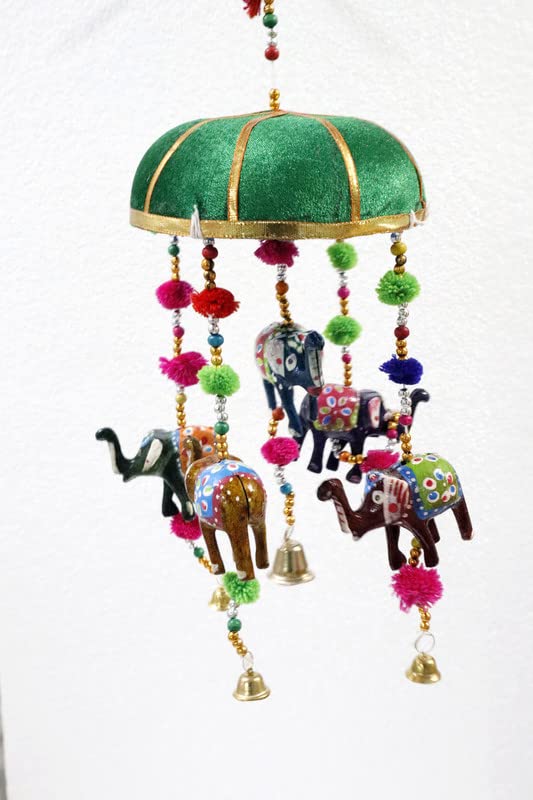 JAIPUR ACE Handcrafted Tokri Hanging with Bell and Elephant/Jhoomer