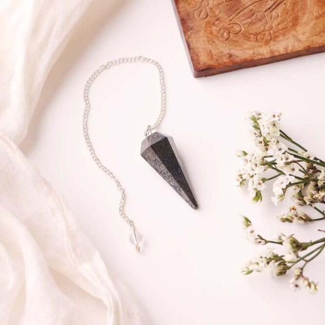 Image of Hematite Point Pendulum | Natural Gemstone Dowsing & Divination Tool for Reiki, Chakra Balancing, Meditation, Energy Healing & Spiritual Guidance 1 pc
