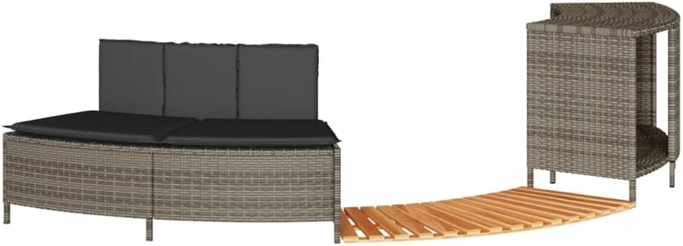 vidaXL Bordo Spa Grigio Polyrattan e Acacia