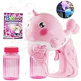 【PRODUCTOS INCLUIDOS】 Viene con una bola de burbujas multicolor que sale rápidamente de la boca del pez con luces intermitentes. Se incluyen 2 botellas de solución de burbujas. En general, una gran máquina sopladora de burbujas para toda la familia.