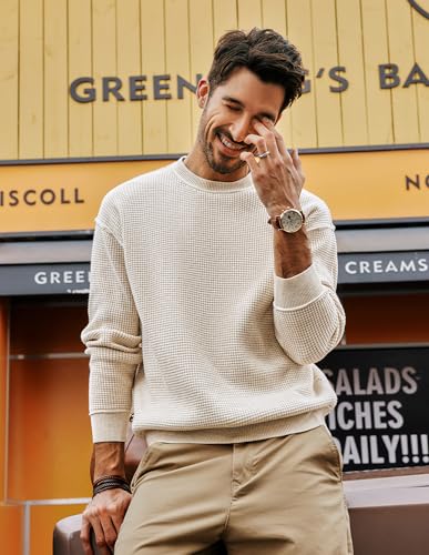 PJ PAUL JONES Mens Sweater Crewneck Knit Sweaters Casual Waffle Pullover Sweater for Men4