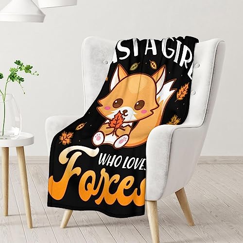 Mercuryelf Fox Throw Blanket - Soft, Fuzzy & Warm - 60x80 Inches Flannel Blankets for Bed, Couch - Black Cute Throws Gift for Adults
