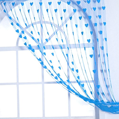 Handloomwala 2 Piece Beautiful Heart String Sheer Curtain - 7 feet, Blue