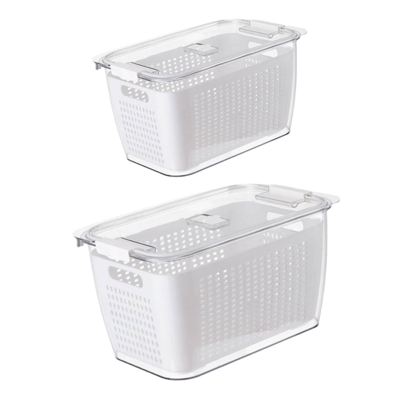 Cabilock Bacs de Rangement Multifonctionnels et Lot de 2 pour Réfrigérateur et 4,5l en Pet Blanc 1,7l Égouttoir Intégré Gain de Temps pour Légumes