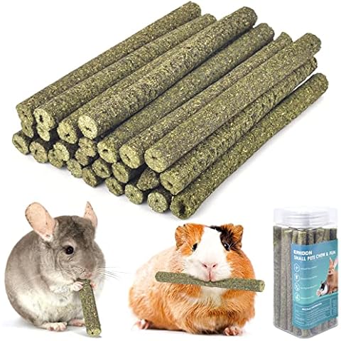 ERKOON 26Pcs Timothy Hay Sticks, Chinchilla Treats, Chew Toys for Teeth for Bunnies Guinea Pigs Gerbil Cover