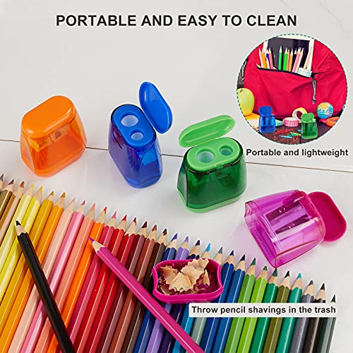 Sonuimy RE-XBD Pencil Sharpeners, 4 Pcs Pencil Sharpeners Manual,Dual Holes Compact Colored Handheld Pencil Sharpener thumb #4