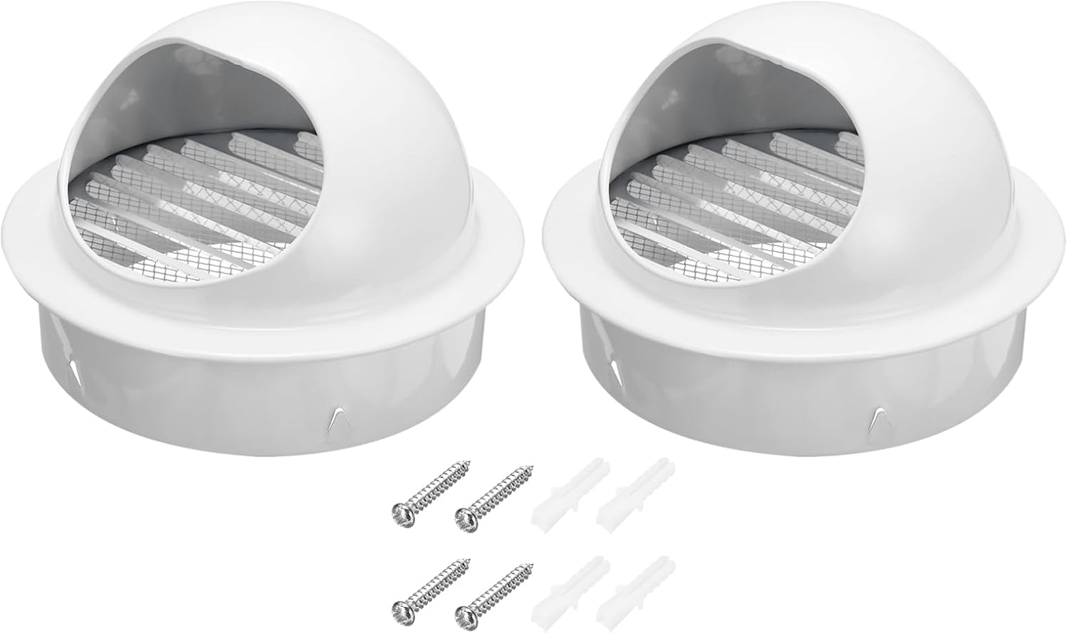 PATIKIL 8 Inch Vent Round Cover, 2 Pack Stainless Steel Exterior Wall Air Vent Louvered Soffit Vent Exhaust Outlet Hood for HVAC Ducting Exhaust Extractor Fan, White
