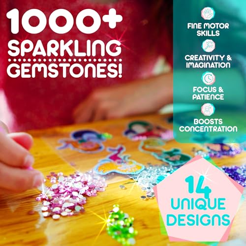 Blue Squid Diamond Art Kits for Kids – Mermaid - Fun & Easy DIY 5D Gem Art Gift Set for Keychains, Stickers, Sun Catchers - Diamond Painting Kit Arts & Crafts Kit for Kids, Girls, Boys Ages 6-12 by Blue Squid - Image 6