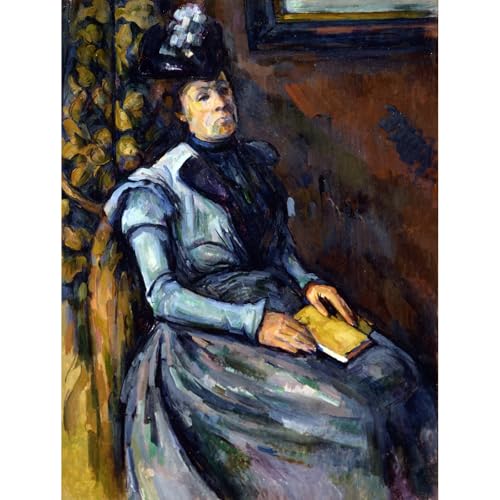 Cézanne Femme assise en bleu impression sur toile déco maison bureau grand format 101x127 cm