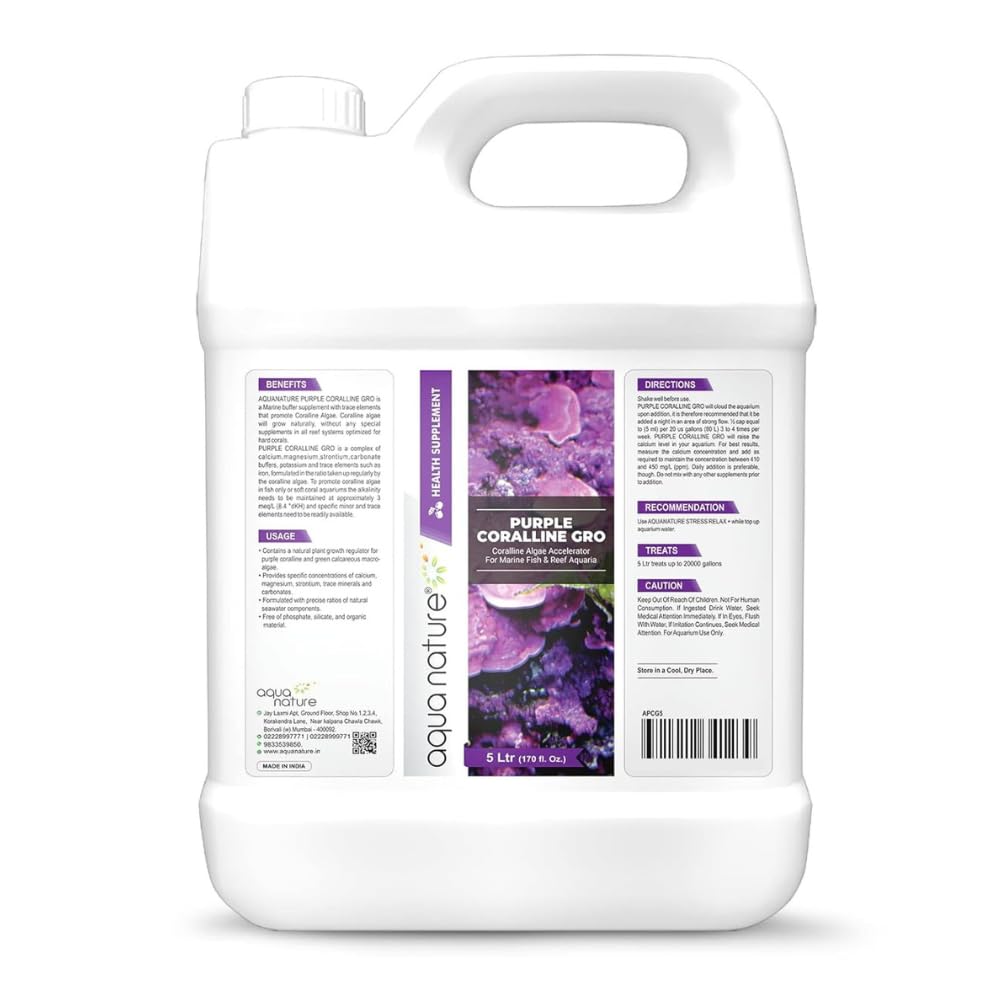 See full amazon price history chart for AquaNature Purple Coralline Gro Coralline Algae Growth Accelerator for Marine Fish & Reef Aquaria (5Ltr) AquaNature Purple Coralline Gro Coralline Algae Growth Accelerator for Marine Fish & Reef Aquaria (5Ltr) (B0BBNBPFWN) Amazon Price History, Amazon Price Tracker