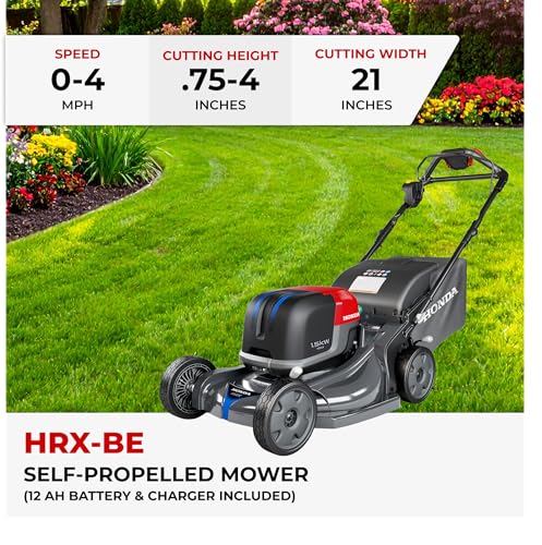 Honda HRX-BE 21-Inch Walk Behind 12 AH Battery Powered Lawn Mower with 2 Battery Bays, Variable Speed Self Propelled Lawn Mower with 2.2 Bushel