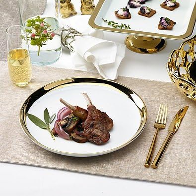 Dinner Plate Gold Porcelain Set of 2