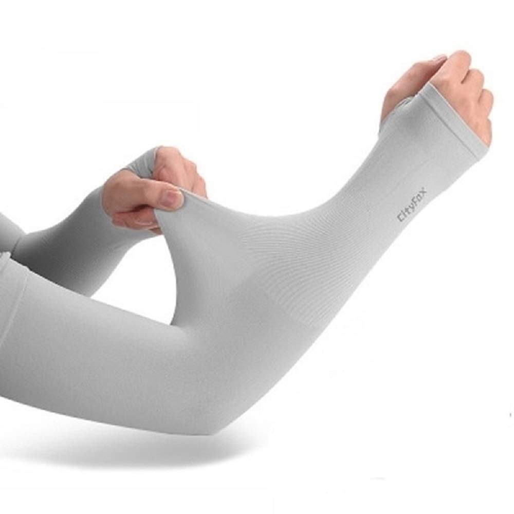 BRATS N BEAUTY® Sun Protection Arm Cooling Sleeve Warmers Cuffs UV Protection Sleeve Grey Color 2 Pair