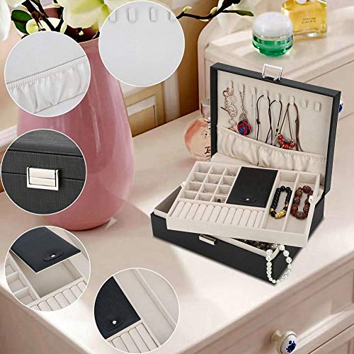 Jewelry Box Organizer, Travel Storage Case Necklace Holders Display Tray Storage Case(Black) #TOP2