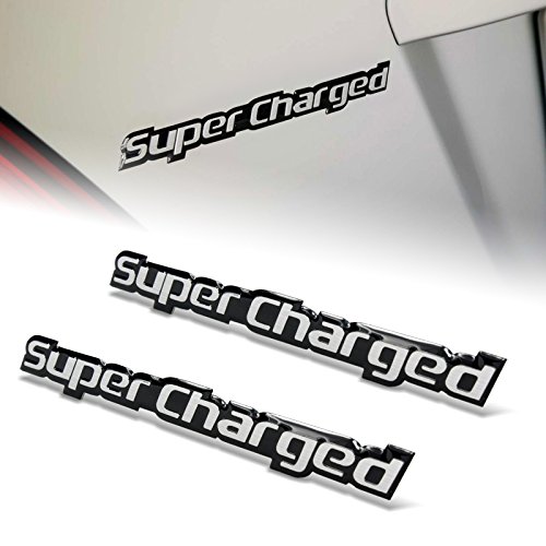 2-Pack Supercharged Emblem Badges - Carbon Fiber With Silver Blue Aluminum Border 4 thumbnail image