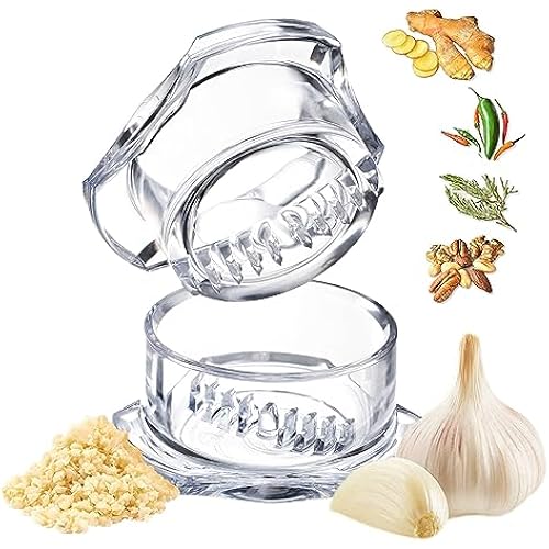 NexTrend Garlic Twister 4th Gen, clear manual garlic mincer for ginger, herbs and nuts