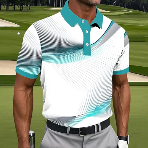 Men's Polo Shirts Short Sleeve Button Collar Geometry Printed Golf Tshirts Big and Tall Business Casual Fashion Tops2