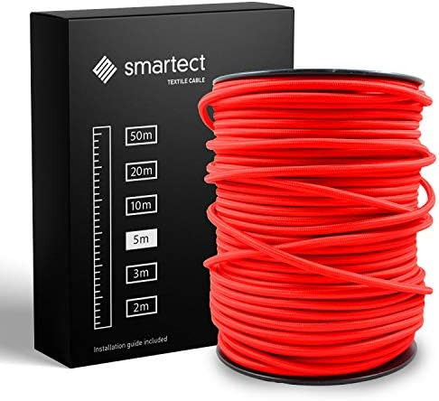 smartect Szary Kabel Tekstylny, 3 Metrów Kabel w Oplocie Elektryczny, 3 Żyłowy (3 x 0,75 mm²) Elektryczny Kabel w Oplocie Tekstylnym do Własnych Projektów DIY