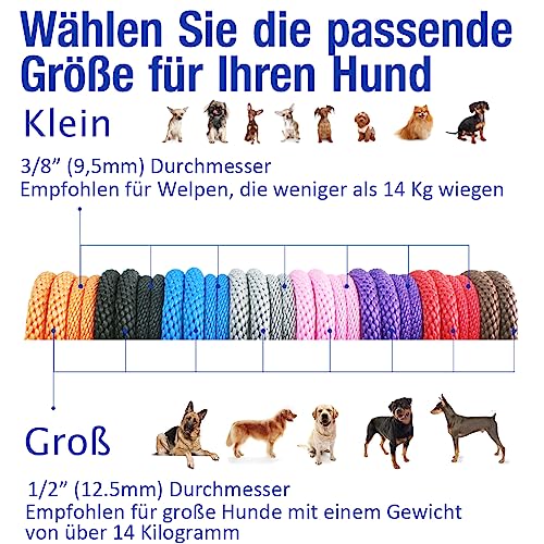 lynxking Schleppleine für Hunde Hundeleine Retrieverleine Führleine Zugleine für kleine mittelgroße große Hunde (Orange, Zugstopp-1.3cm x 180cm)