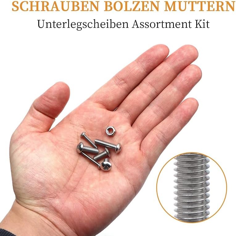 Generic 440 Pieces Stainless Steel Screws Nuts M3 M4 M5 Pan Head Screws with Hexagon Socket Nut & Bolt Sets Fasteners Tool