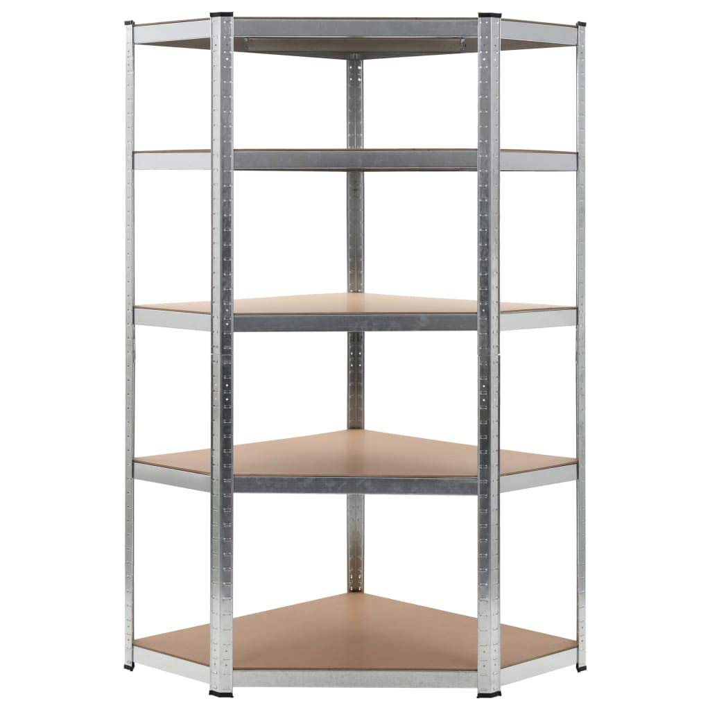 Tidyard Scaffale a 5 Ripiani, Mobile Salvaspazio, Scaffali in Metallo per Garage, Scaffale per, Bagno, Magazzino e Cantina, Argento 90x90x180 cm in Acciaio e MDF