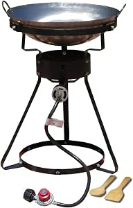 24" Camp Stove With 18" Wok - Portable Propane Outdoor Cooker, Cast Iron, Windguard, CSA Approved Regulator