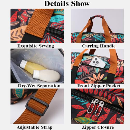 Weekender Overnight Bag Bohemian Style Travel Duffel Bag for Women Carry On Tote with Shoe Compartment (Purple)3