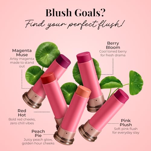 Image of Just Herbs Dewy Glow Blush Stick with Shea Butter & Cica for Eyes Cheeks and Lips For Women