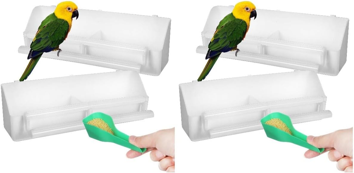GANAZONO 4pcs Bird Water Dispenser Bird Food Feeder for Cage Food Bowl Cups with 2 Dispenser Spoon