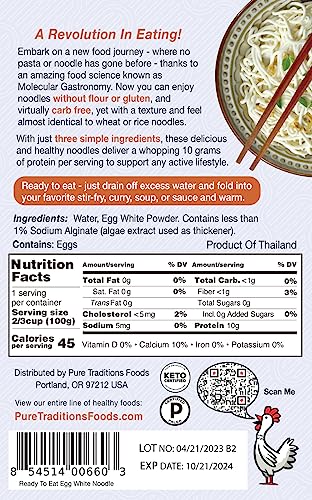 Noodle Revolution - Keto Noodles (Just 1G Carbs), Made From Egg Whites, 10G Protein, Taste & Texture Just Like Real Noodles, Ready To Eat, Keto Certified, Certified Paleo (Ramen, Six)