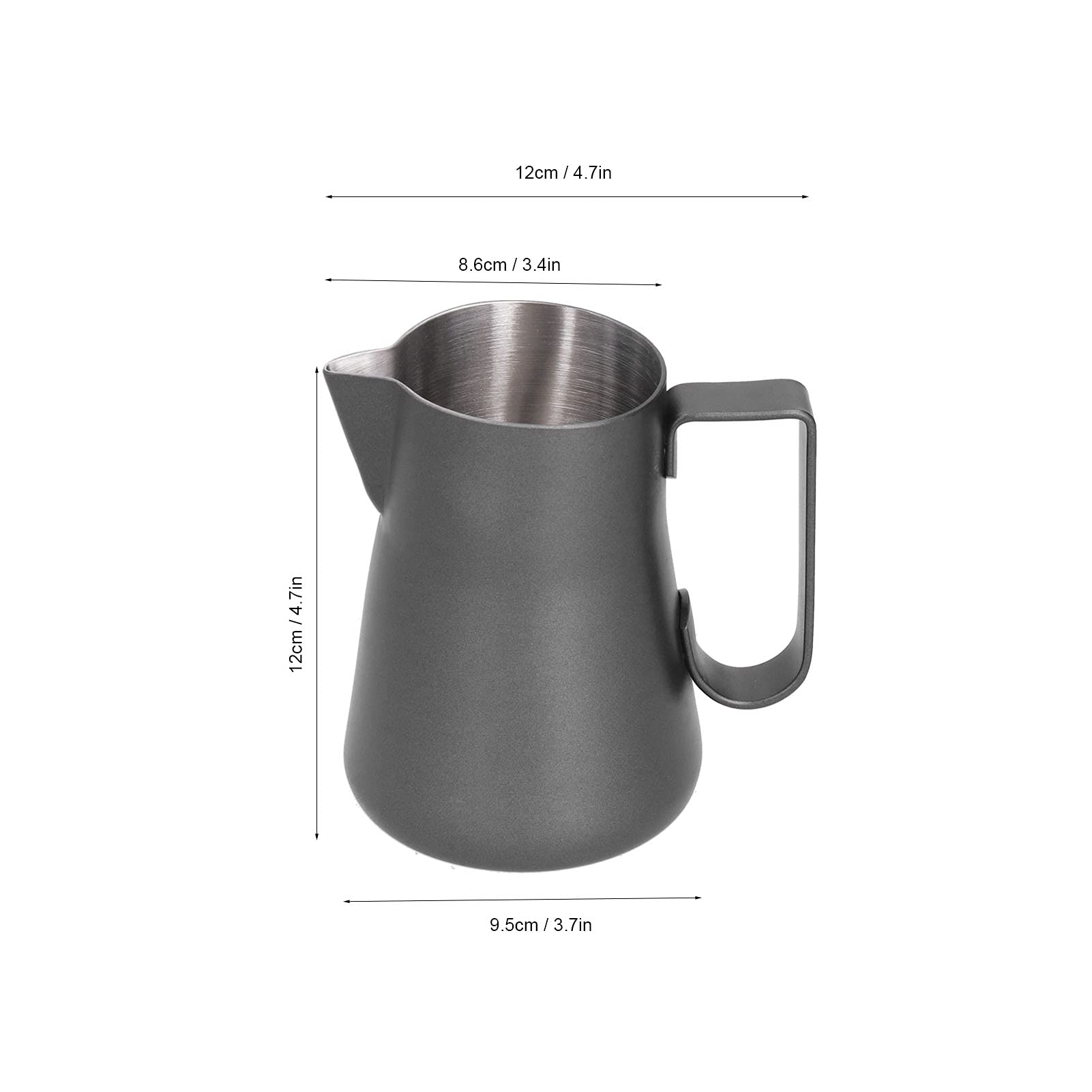 lvifloae Stainless Steel Frothing Cup Coffee Frothing Pitcher Milk Frothing Jug with Long Diversion Mouth for Latte Art Cappuccino, Coffee Milk Steamer Cup (600ml black)