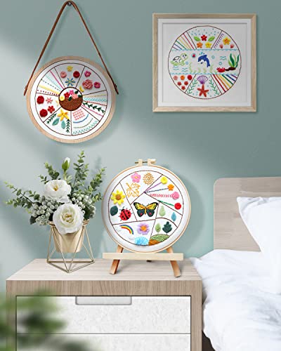 Image of TINDTOP 3 Pack Embroidery Stitch Practice kit, Animal Embroidery Kit for Beginners Include Embroidery Cloth Hoops Threads for Craft Lover Hand Stitch with Embroidery Skill Techniques