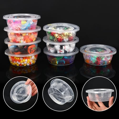 Image of Augshy 50 Sets 10 oz Clear Plastic Containers with Lids, Stackable Food Storage Boxes for Meal Prep Snacks and Desserts Microwave and Freezer Available Storage Boxes & Organizers