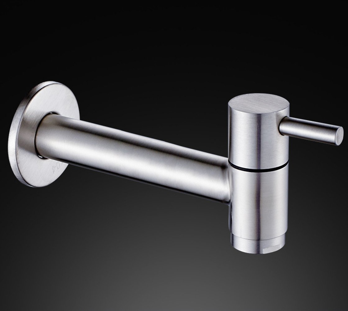 Rubinetto Lavabo Solo Acqua Fredda - Acciaio Inox Spazzolato Con Tubo 50 Cm, Design A Pressione - Foto 13