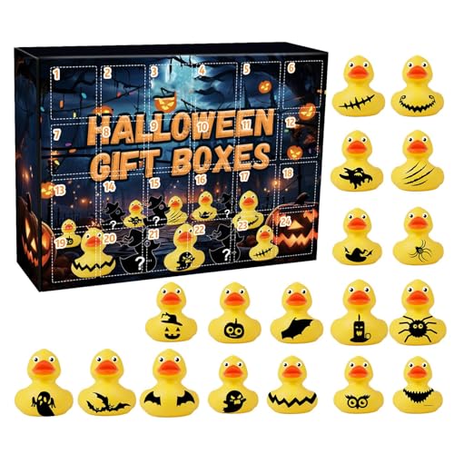 Calendario de Adviento de Halloween 2024 - Calendario de Adviento de Patos de Goma 2024, Calendarios de Adviento de Juguete de Baño de Patos de Goma Lindos