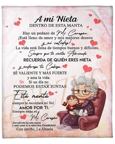 Zuczug Manta Para Cama Personalizado Regalos Para Una Nieta Desde Abuela, Manta De Franela, El Ánimo Y El Amor Positivos De Abuela Para Mi Nieta Zuczug Manta Para Cama Personalizado Regalos Para Una Nieta Desde Abuela, Manta De Franela, El Ánimo Y El Amor Positivos De Abuela Para Mi Nieta