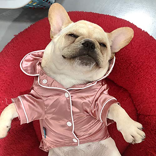 Lifeunion Small Dogs Cats Pajamas Pet Soft Silk Lapel Two-Legged Sleepwear Shirt For All Season (Small, Pink) #TOP5