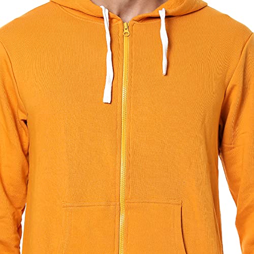 Image of CAHOOT Men's Dark Blue Zip-Front Hoodie with Contrast Drawstring for Casual Wear | Long Sleeve | Hooded Neck | Zipper Closure | Cotton Sweatshirt Crafted with Comfort Fit for Everyday Wear