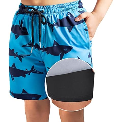 techcity Boys Swim Trunks with Compression Liner Cover